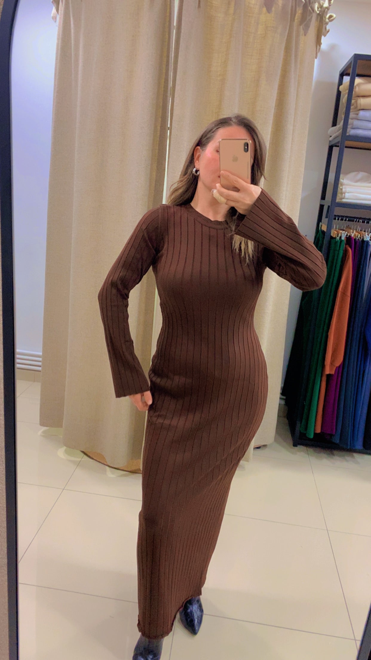 Massi Triko Kahve Elbise