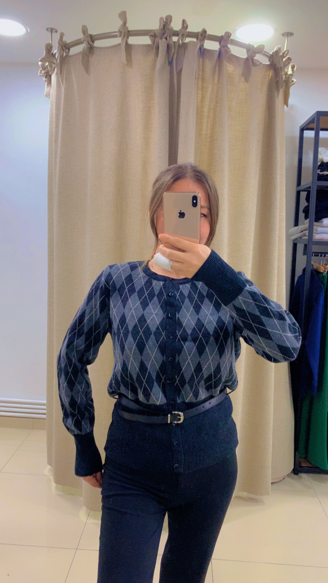 Kemerli Baklava Desenli Kazak,Hırka