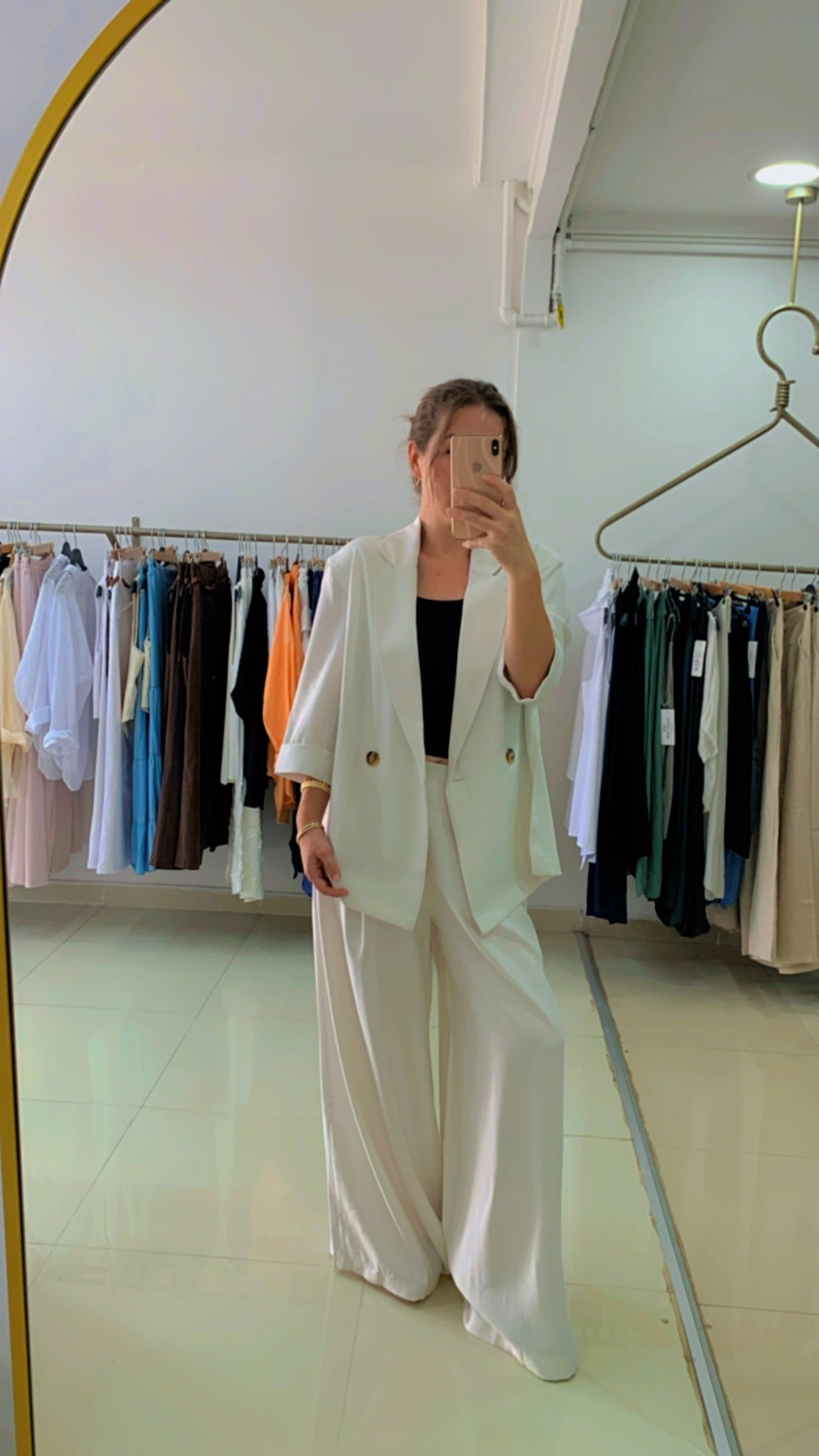 Pamuk Saten Yandan Yırtmaçlı Ceket